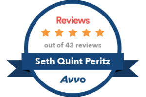 Avvo 5 Stars Reviews out of 43 reviews Seth Quint Peritz - Badge